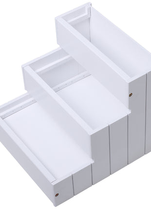 3 Step Wooden Carpeted Non Slip Pet Stairs Ramp for Cats and Small Dogs - White