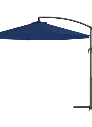 10' Cantilever Tilt Offset Patio Umbrella w/ UV & Water Safe Material & Cross Base (Weight Not Included), Navy Blue