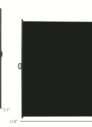 118" x 79" Side Awning, Retractable Privacy Screen & Driveway Guard, Instant Outside Screen, Wall, or Fence, Side Shade and Wind Block for Indoor Outdoor, Garden, Black