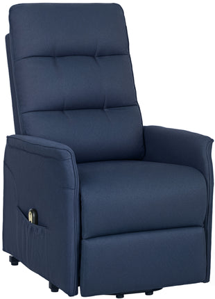 Power Lift Chair for Elderly, Fabric Recliner Sofa with Remote Control, Side Pockets, Quick Assembly, Deep Blue