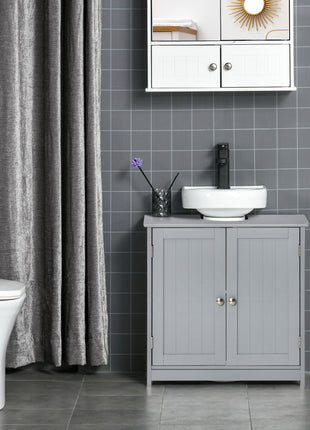 Bathroom Vanities, Bathroom Sink Cabinets with U-Shape Cut-Out and Adjustable Internal Shelf, Gray