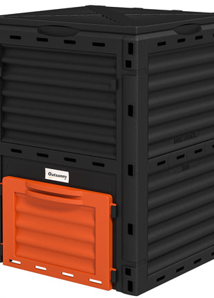 Garden Compost Bin 80 Gallon Outdoor Large Capacity Composter Fast Create Fertile Soil Aerating Box, Orange