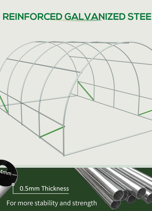 20' x 10' x 7' Walk-In Tunnel Greenhouse with Zippered Door & 8 Mesh Windows, Large Garden Green House Kit, Galvanized Steel Frame, White