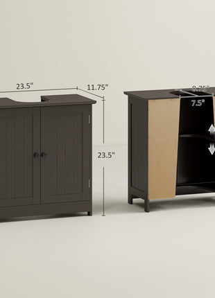 Bathroom Vanity Cabinet, Under Sink Bathroom Cabinet with 2 Doors and Adjustable Shelf, Coffee