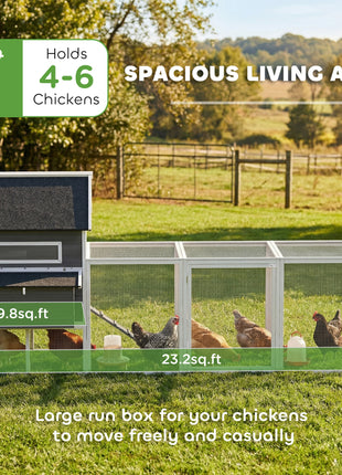 137" Wooden Chicken Coop for 4-6 Chickens, Backyard, Dark Gray