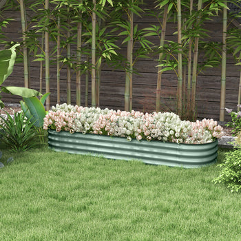 6.4' x 2' x 1' Galvanized Raised Garden Bed Kit, Metal Planter Box with Safety Edging, Green