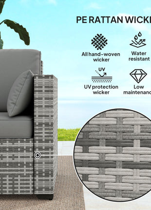 Patio Couch PE Wicker Deep Seating Outdoor Sofa with Removable Cushions, 3 Seater Rattan Sofa, Outdoor Furniture for Balcony, Deck, Garden and Poolside, Gray