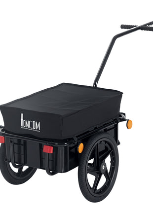 Bicycle Cargo Trailer with Removable Box and Waterproof Cover, Bike Wagon Trailer with Two 16in Wheels
