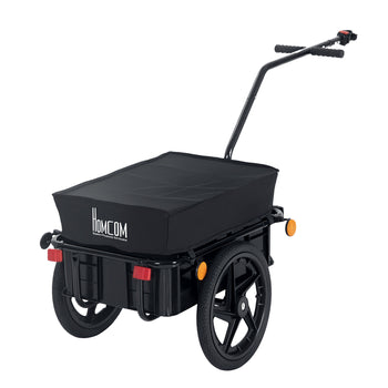 Bicycle Cargo Trailer with Removable Box and Waterproof Cover, Bike Wagon Trailer with Two 16in Wheels