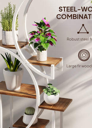 Plant Stand Indoor, 8 Tier 62" S-Shaped Plant Shelf, Corner Plant Rack for Multiple Plants, Carbonised Finish