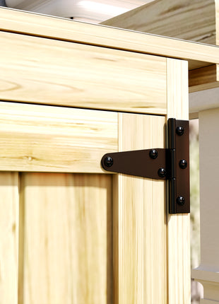 Outdoor Storage Cabinet, Garden Tool Shed with Metal Tabletop, Shelf, Wooden Potting Bench with 2 Doors, Natural Wood