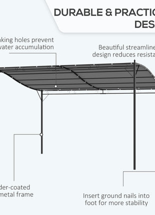 10' x 13' Outdoor Pergola Gazebo, Steel Patio Canopy with Weather-Resistant Fabric and Drainage Holes, Gray