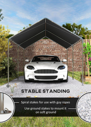 9.6' x 19.5' Carport Heavy Duty Galvanized Car Canopy w/ Included Anchor Kit, 3 Reinforced Steel Cables, Gray