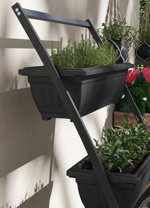 4-Tier Vertical Raised Garden Planter with 4 Boxes, Outdoor Plant Stand Grow Container for Vegetable & Flowers, Black