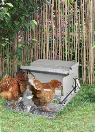 25 lbs Capacity Automatic Chicken Poultry Feeder with a Galvanized Steel and Aluminium Build, Weatherproof Design
