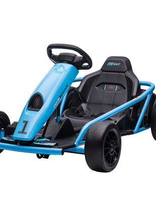 24V Electric Go Kart for Kids, Drift Ride-On Racing Go Kart with 2 Speeds, for Boys Girls Aged 8-12 Years Old, Blue