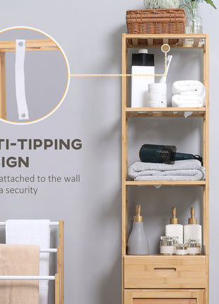 Bathroom Storage Cabinet with Drawer and Slatted Shelves