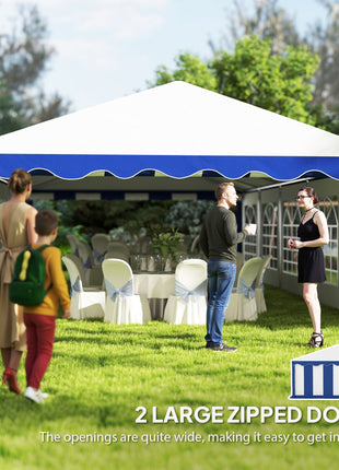 16.5' x 33' Large Party Tent, Heavy Duty Outdoor Canopy Tent with Removable Sidewalls, 10 Windows, Blue