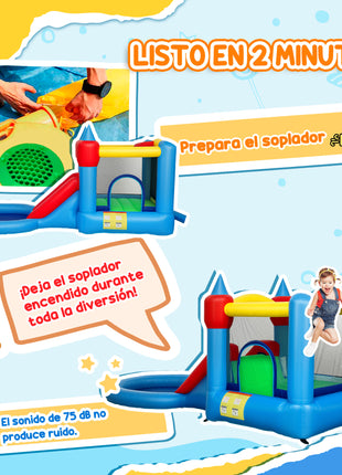4 in 1 Inflatable Bounce House with Slide, Basketball Hoop, Ball Pit, 370W Blower, Storage Bag, 163" x 81" x 75"
