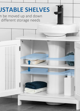 Bathroom Under Sink Cabinet Vanity Unit with Adjustable Shelf Space Saver, White