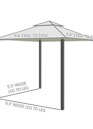 9.6' x 9.6' Patio Gazebo, Outdoor Canopy Shelter with 2-Tier Roof and Netting, Steel Frame for Garden, Lawn, Backyard, and Deck, Cream White