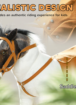 Ride on Horse for Toddlers 3-8 Years Old, Stuffed Animal Horse Toy with Neighing Sound, Brown