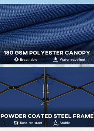 Garden Parasol, Double-Sided Sun Umbrella with LED Solar Lights, Patio Parasol for Outdoor, Blue
