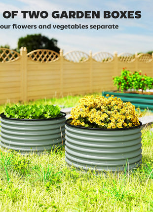 Set of 2 Raised Garden Bed, Metal Planter Box with Safety Edging, Easy-to-assemble Stock Tank, Light Green
