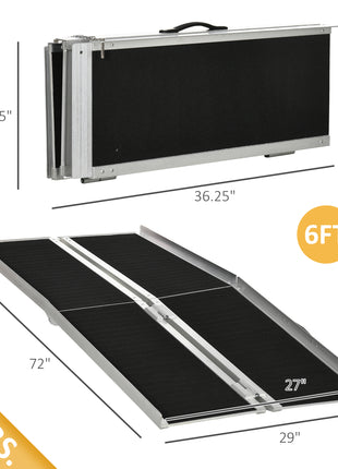 6' Skidproof Portable Wheelchair Ramp for Home, Steps, Doorways, Carpeted Foldable Handicap Ramp, Threshold Ramp