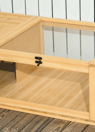 Wooden Reptile Cage with Top Access for Turtles, Lizards, Snakes, Yellow