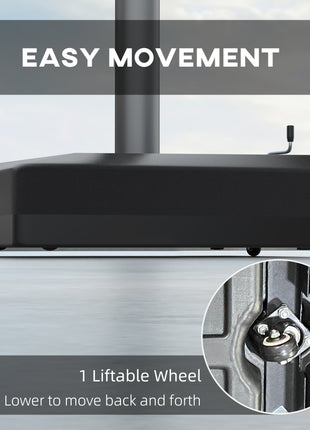 330 lbs. Fillable Umbrella Base for 84D-110V02 Model Umbrella, Cantilever Umbrella Stand, Wheels, Adjustable Feet, Black
