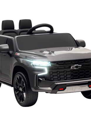 Licensed Chevrolet Tahoe Ride On Car, 12V 7AH Battery Power Ride On Toy with Parent Remote Control, LED Lights, Music, 4 Wheeler Suspension, 3 Speeds, Kids Electric Vehicle for Aged 3+, Gray