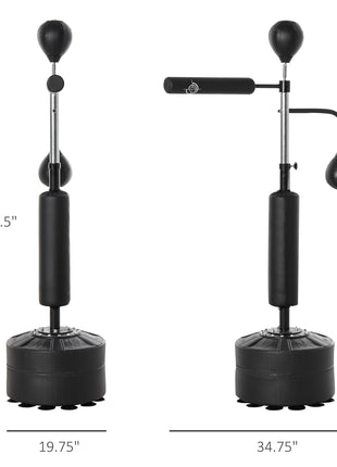4-in-1 Boxing Punching Bag Stand with 2 Speedballs, 360° Relax Bar, & PU-Wrapped Bag & Adjustable Height, Black