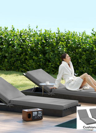 2-Piece Patio Chair Cushions with Backrests, Replacement Cushions for Outdoor Lounge Chair, Gray
