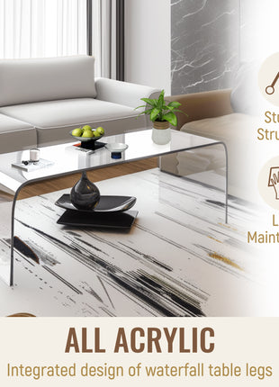 Acrylic Coffee Table 39" Long Rectangle Tea Table for Living Room Clear
