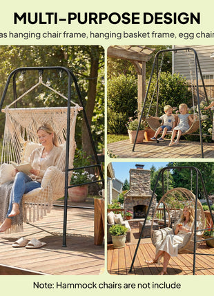 Hammock Chair Stand  Indoor and Outdoor Use with Anti-Slip Foot Pads, 2 Carabiners, Black