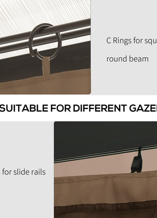 9.84' x 9.84' Gazebo Sidewall Set with Hooks/C-Rings, Brown