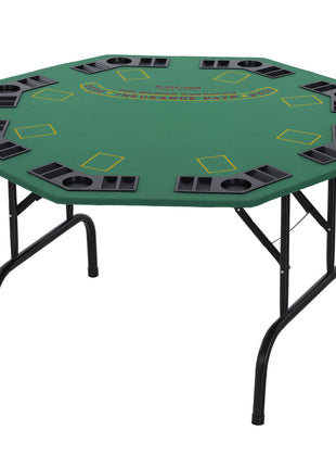 Poker Table Foldable, 47" Octagon Blackjack Poker Game Table for 8 Players with Cup Holders and Chips Tray, Green Felt