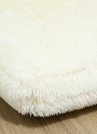 Bean Bag Floor Sofa Bed, Contemporary Plush Wide Folding Floor Mattress, Foam Filling Wall Couch Sleeper, Cream White