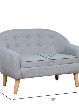 2-Seat Kids Sofa, Toddler Sofa Couch, Linen-Like Fabric & Wood Frame Sofa Chair for Ages 3-7, 11" High Seat, Gray