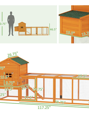 Extra Large Run Included Chicken Coop with Removable Tray Orange