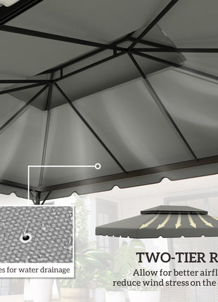 Model 84C-101 or 84C-144 13' x 10' Gazebo Replacement Canopy, Gazebo Top with Double Vented Roof (TOP ONLY), Gray