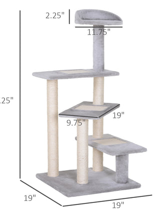 40" 5-Level Revolving Stair Cat Tree Scratcher Climbing Activity Tower with Play Center and Resting Perch - Gray