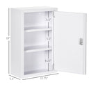 12" x 18" Lockable Medicine Cabinet, 3 Tier Steel Medical Wall Box with 2 Keys and Shelves for Bathroom, White