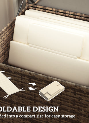 Foldable Chaise Lounge Cushion Set of 2, Outdoor Lounge Chair Cushion Set, UPF50+ 230gsm Olefin, 80" x 26" Cream White