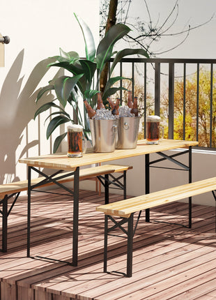 6' Portable Picnic Table and Bench Set, Outdoor Wooden Folding Camping Dining Table Set for Patio Garden Outdoor Activities