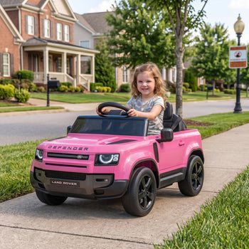 12V Ride on Car Licensed Land Rover with Remote, Suspension, Slow Start, 3 Speeds, Lights, Music, Horn for 3-5, Pink