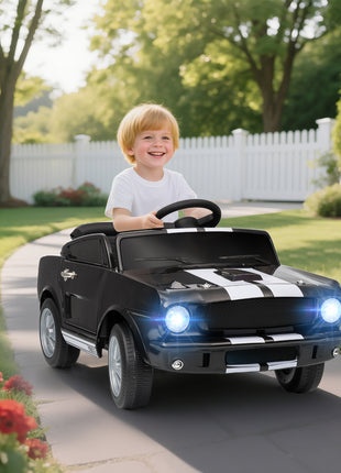 Licensed Ford Shelby GT 350 Kids Ride On Car with Remote Control, Adjustable Speed, MP3, Smooth Start, LED Lights, Black