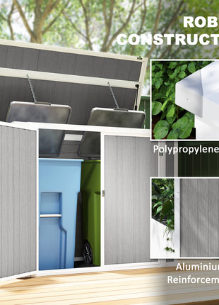 4.7 x 2.5FT Outdoor Horizontal Storage Shed, Lockable Trash Can Storage with Chain Lid, Gray