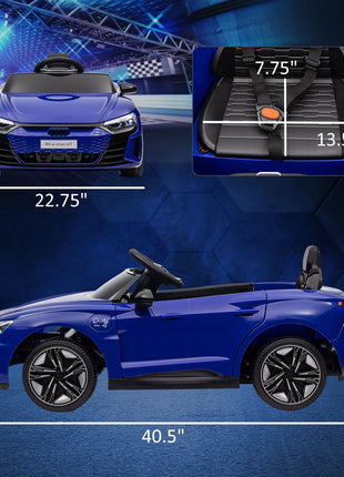 12V Licensed Audi RS E-tron GT Kids Ride on Car with Remote Control, Suspension, Horn, Music, Lights, Dark Blue